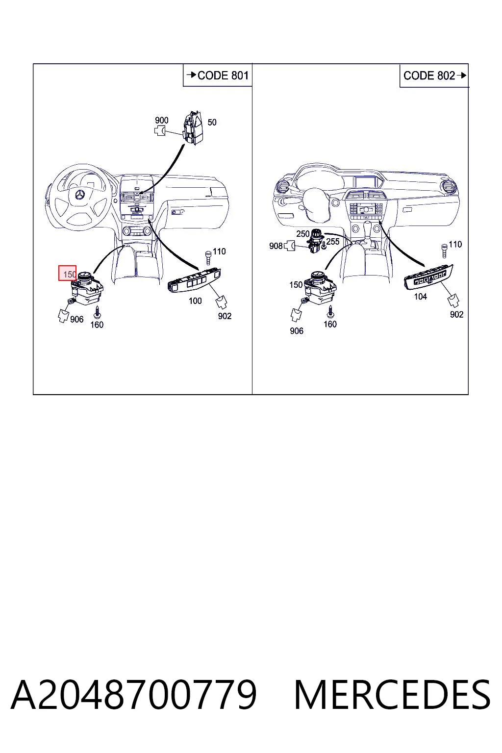 A2048700779 Mercedes Joystick multifuncional de controlo