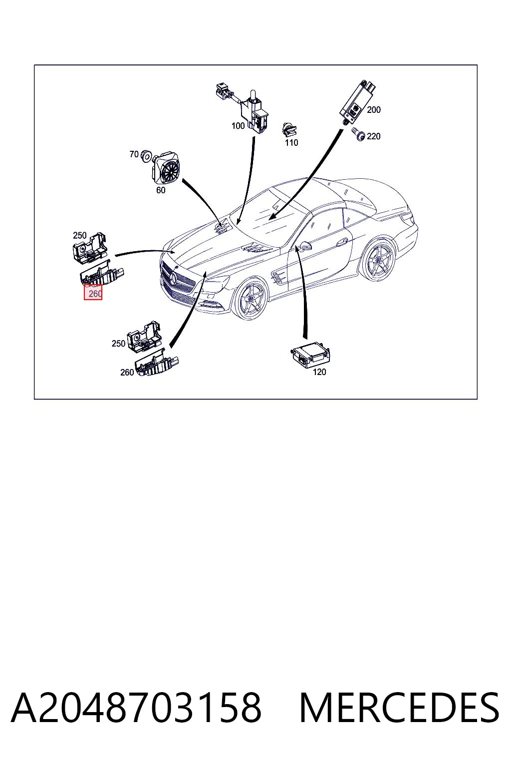 A2048703158 Mercedes Sensor de abertura da capota