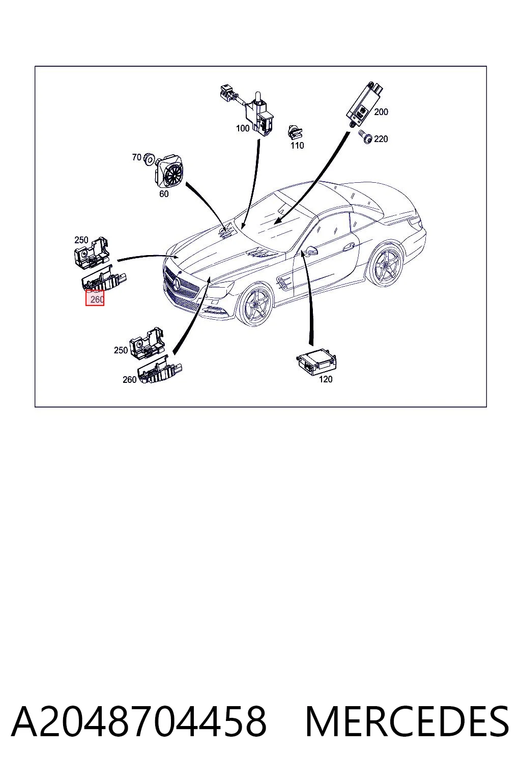 A2048704458 Mercedes Sensor de abertura da capota