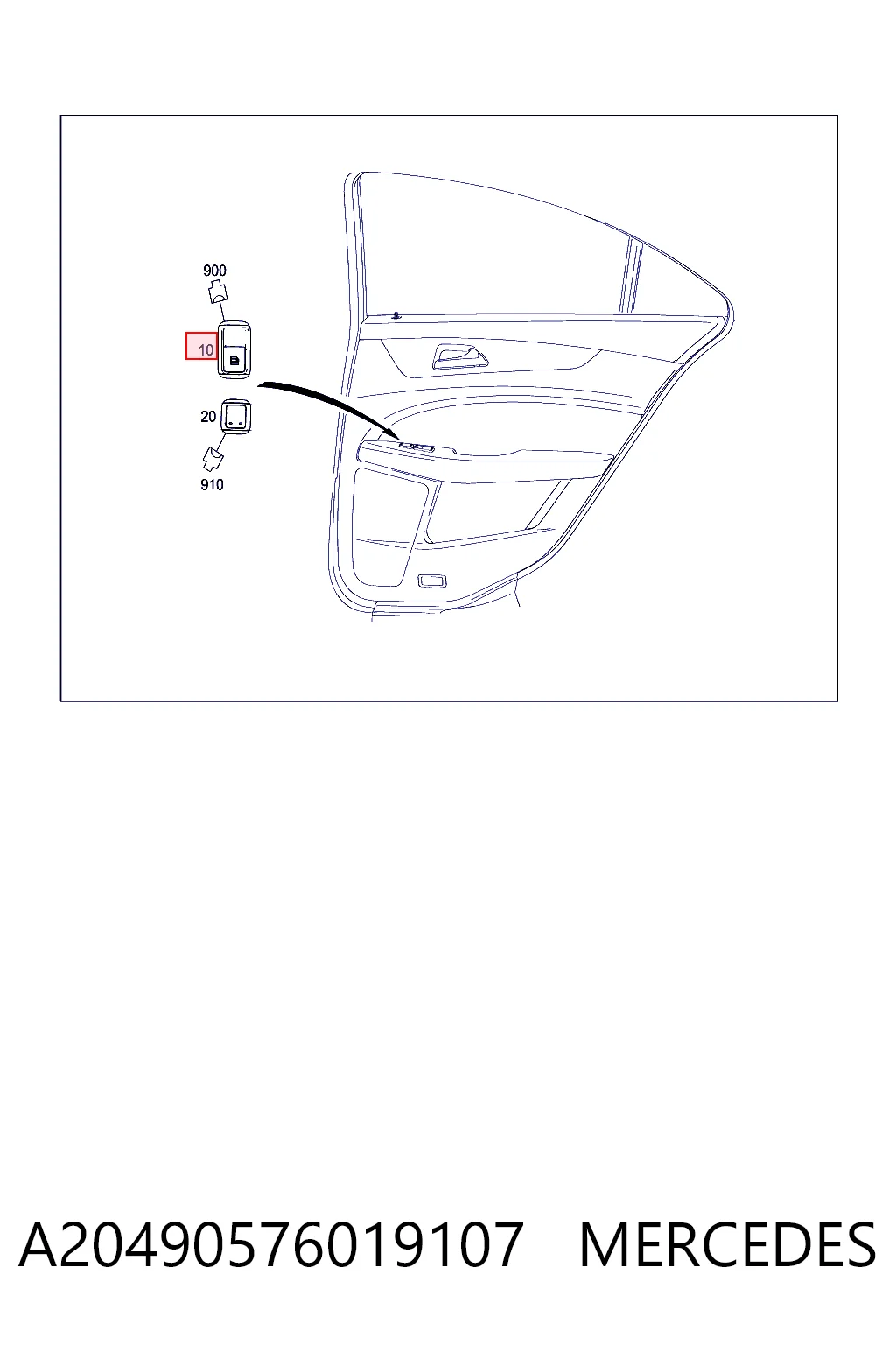 A2049058102 Nissan/Infiniti Botão dianteiro direito de ativação de motor de acionamento de vidro