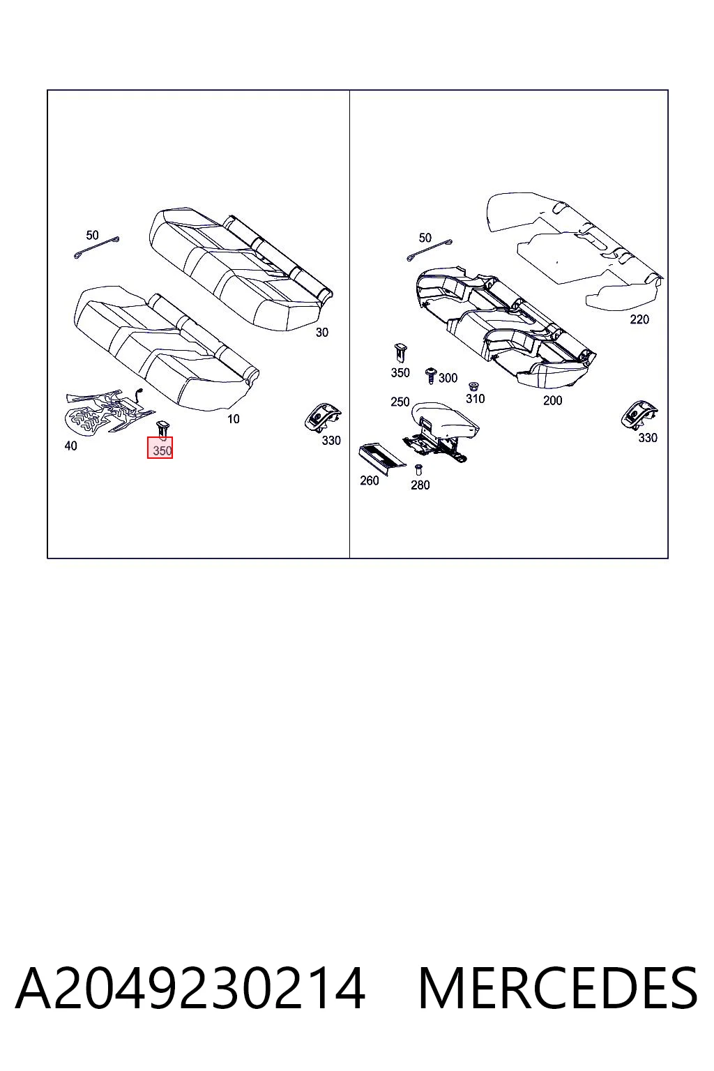 A2049230214 Mercedes Fixador de assento traseiro
