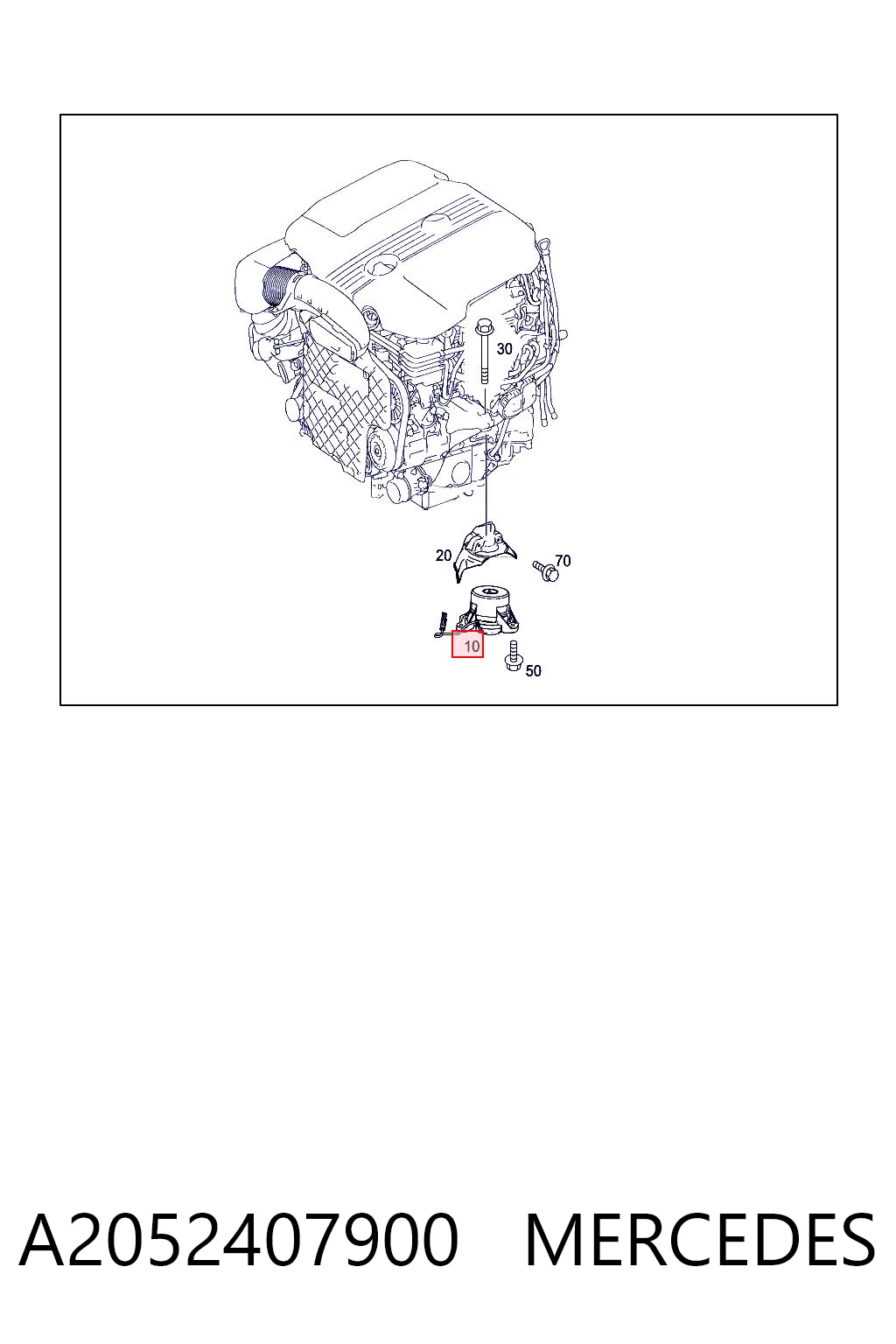 A2052407900 Mercedes Coxim (suporte) direito de motor