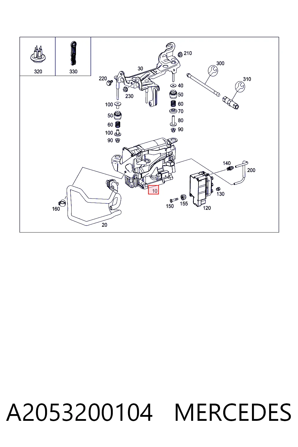 A2053200104 Mercedes Compressor de bombeio pneumático (de amortecedores)