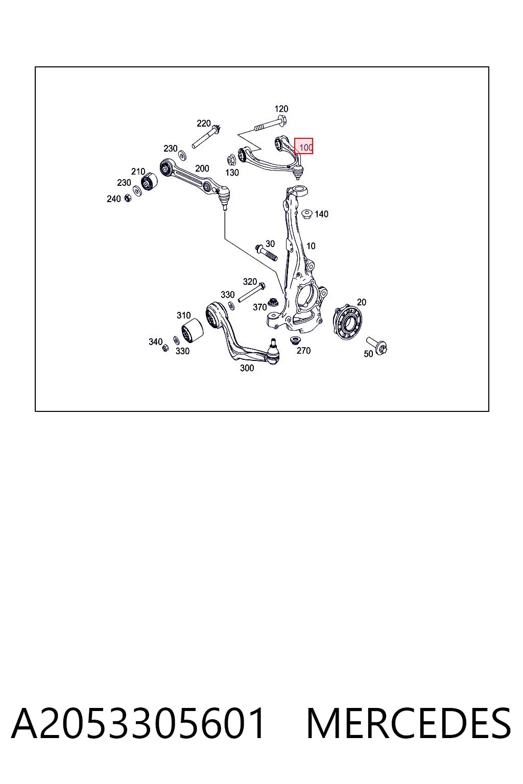 A2053305601 Mercedes Braço oscilante superior direito de suspensão dianteira