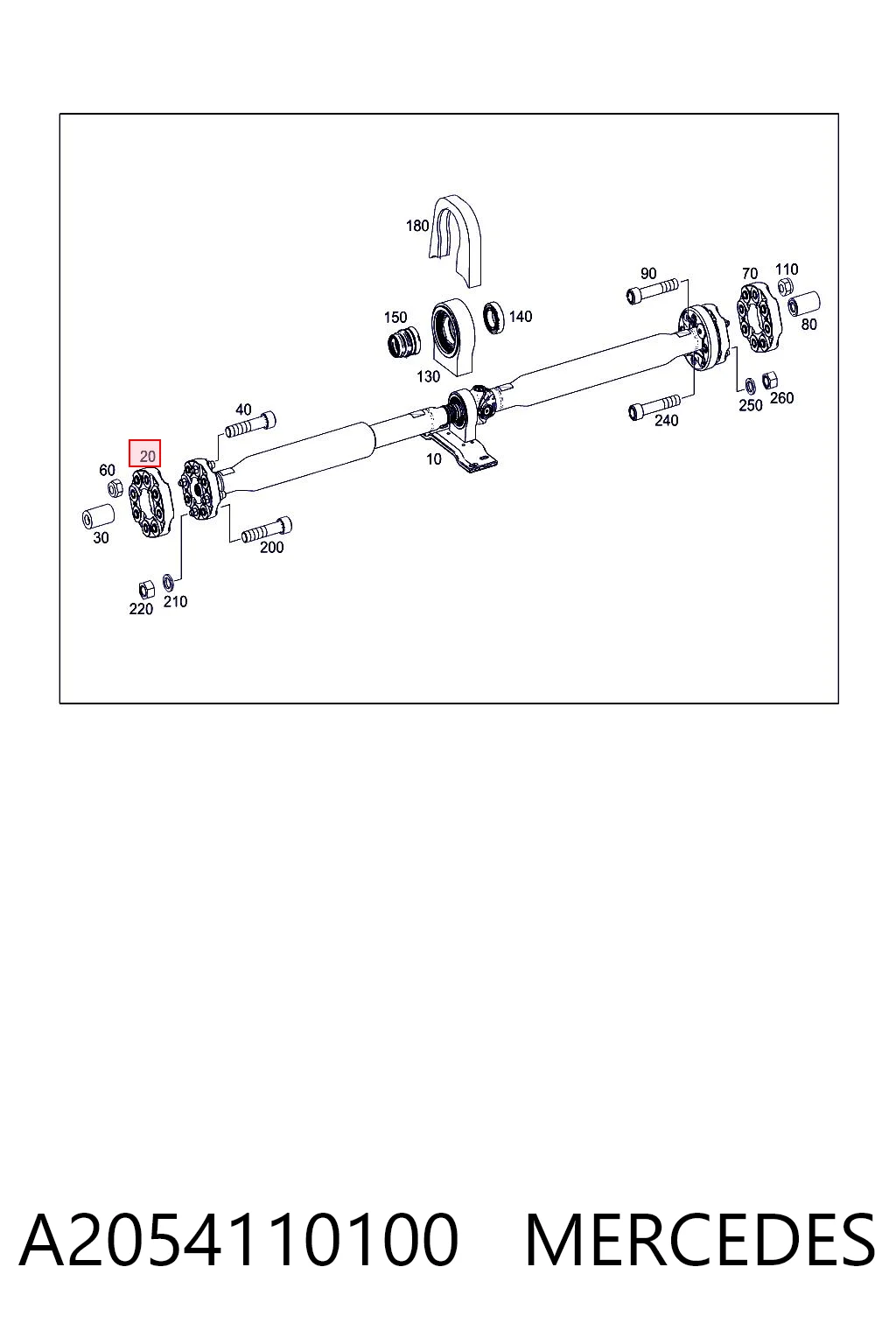 A2054110100 Mercedes Acoplamento elástico traseiro do veio de transmissão