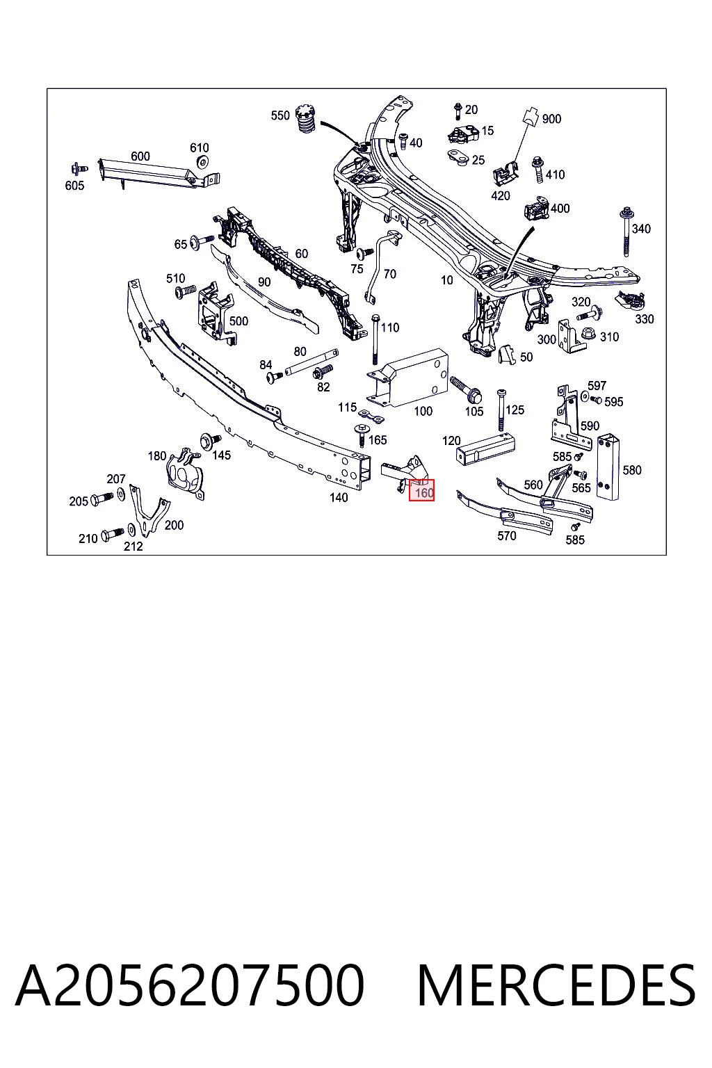 A2056207500 Mercedes Consola (adaptador) de fixação da luz dianteira direita