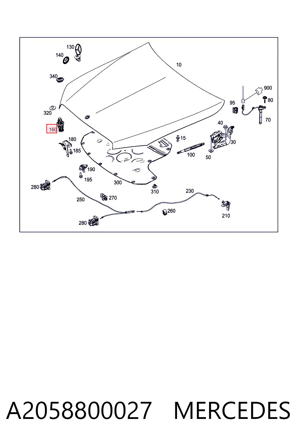 A2058800027 Mercedes Pára-choque (grade de proteção) da capota
