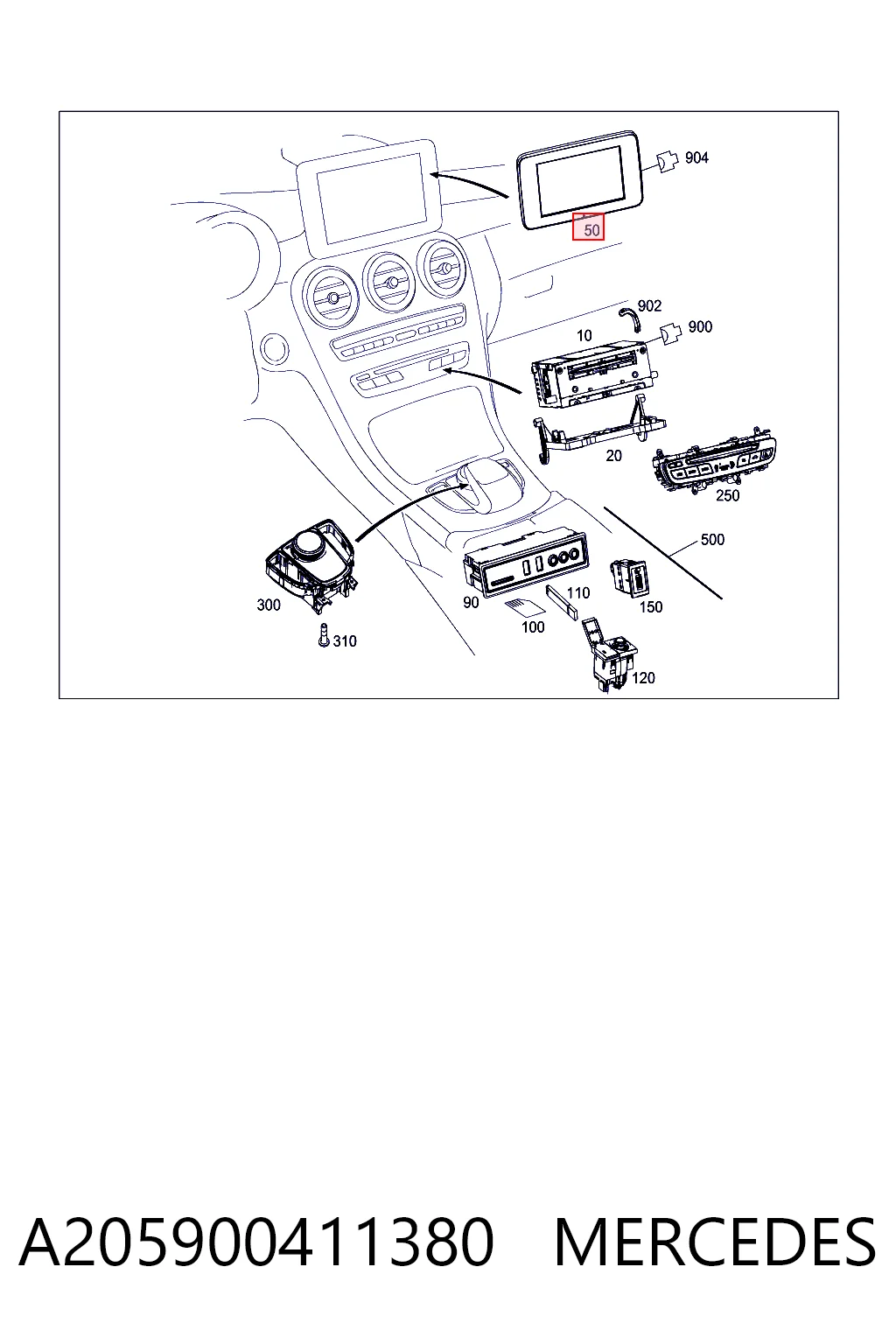 Mostrador multifuncional Mercedes GLC  C253