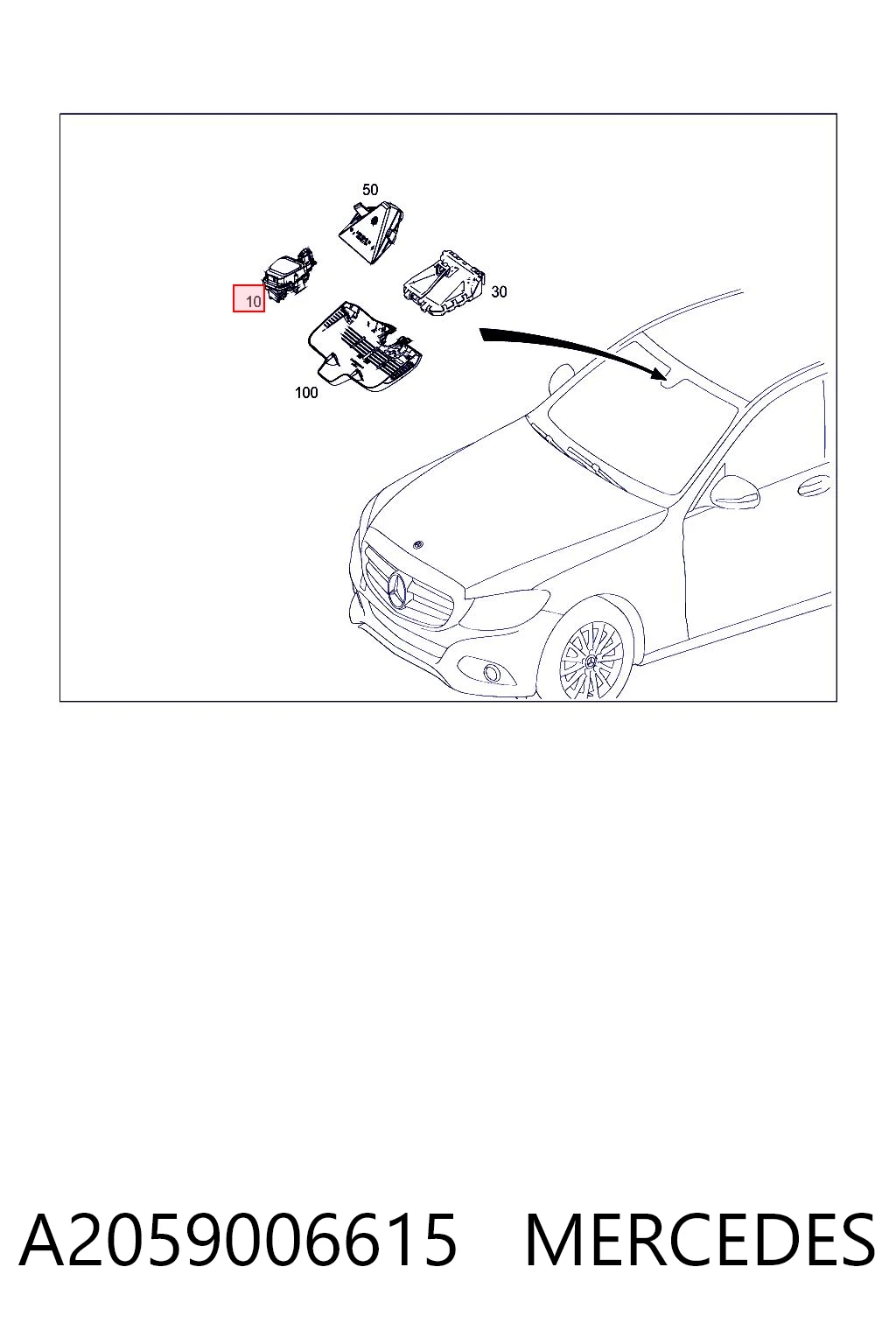 A2059006615 Mercedes Sensor de chuva