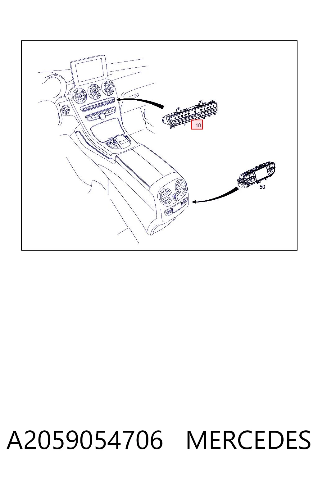 A2059054706 Mercedes Unidade de controlo dos modos de aquecimento/condicionamento