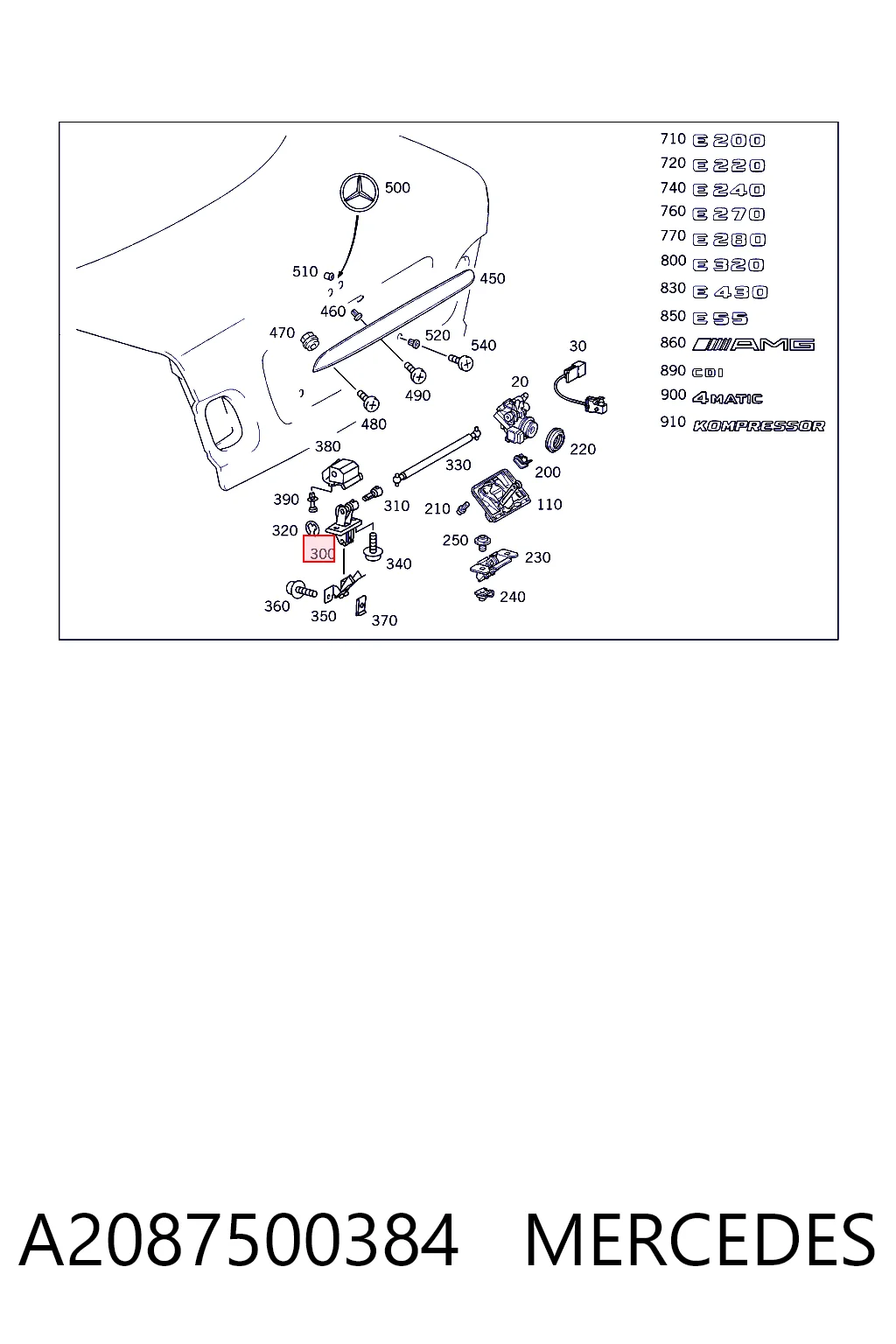 Fecho de tampa de porta-malas (de 3ª/5ª porta traseira) Mercedes E  W210 ao melhor preço