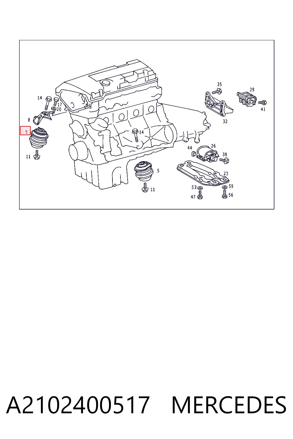 A2102400517 Mercedes Coxim (suporte) esquerdo de motor