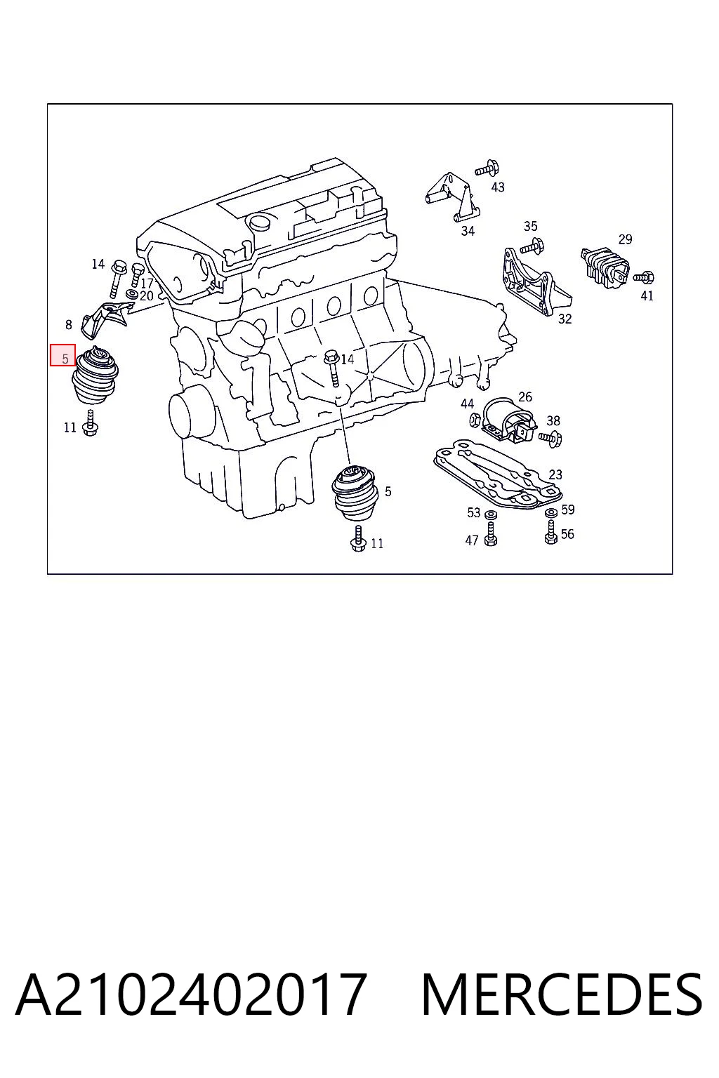 A2102402017 Mercedes Coxim (suporte) esquerdo/direito de motor