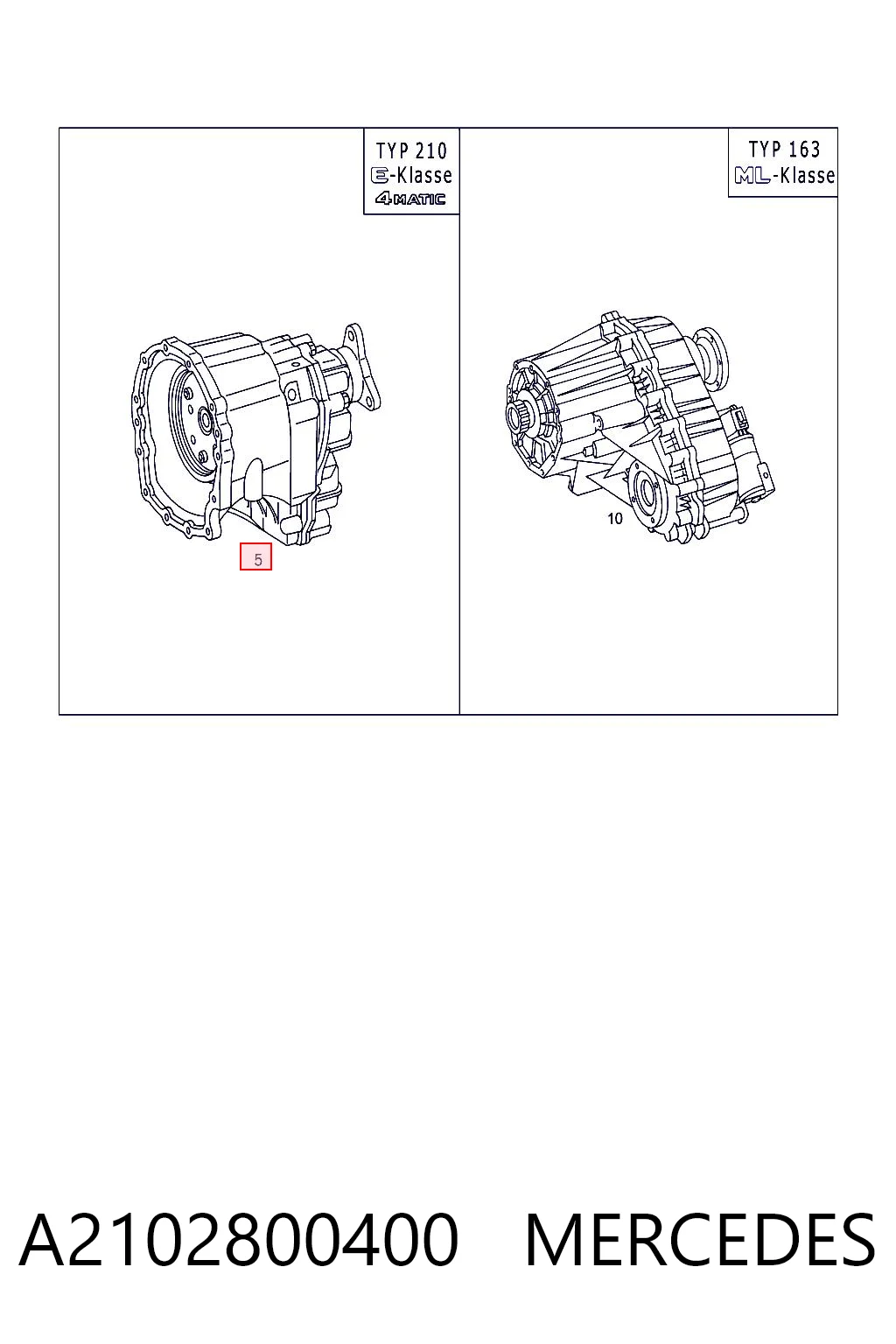  Caixa de transferência Mercedes E carrinha (S210) (1996 - 2003) 