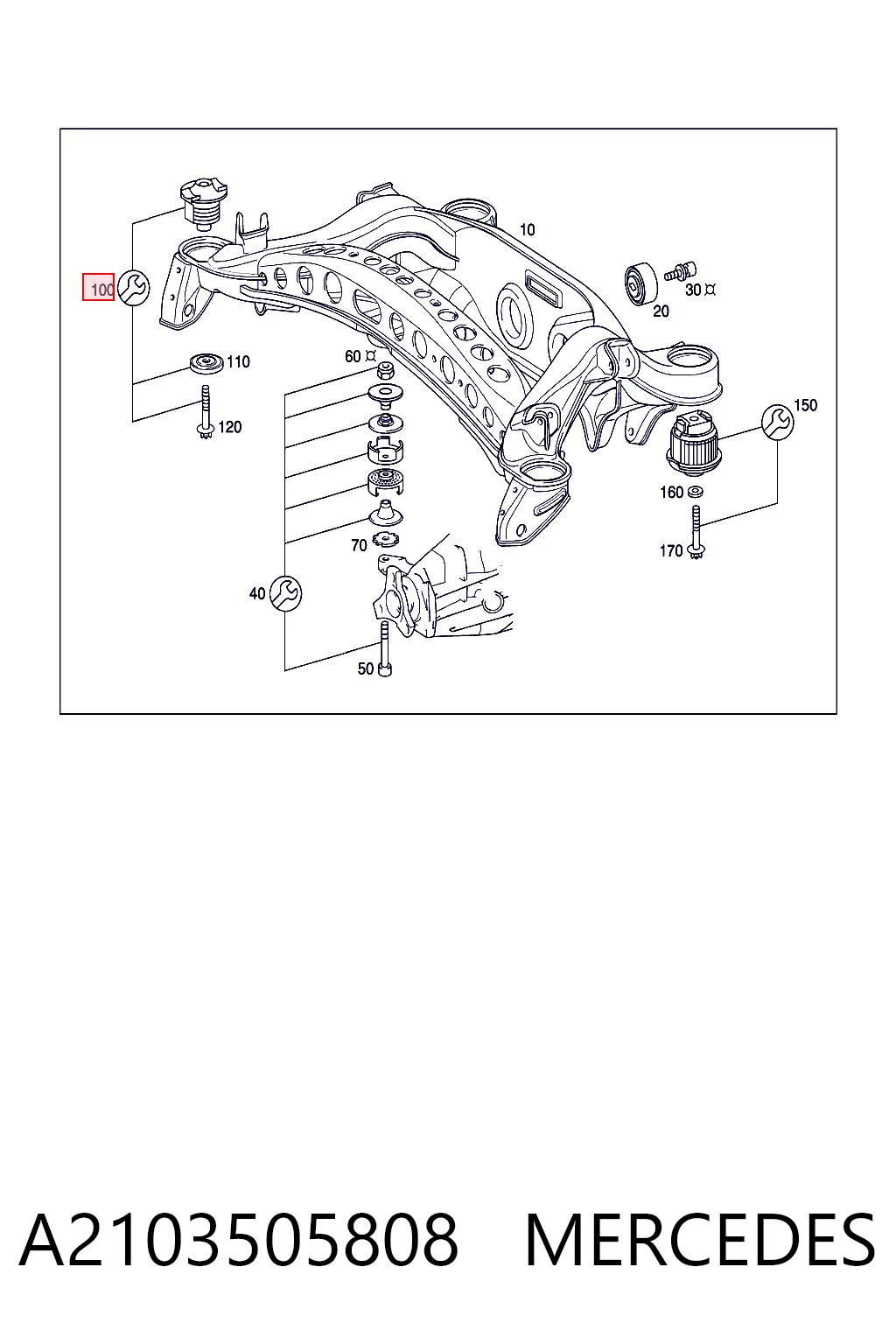 Bloco silencioso de viga traseira (de plataforma veicular) para Mercedes E W210