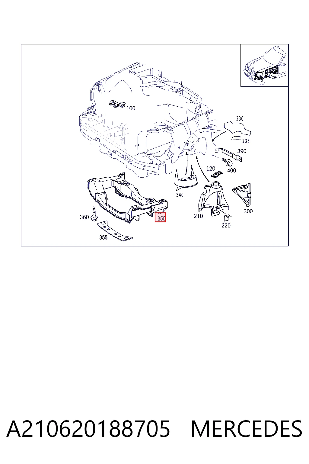 Viga de suspensão dianteira (plataforma veicular) Mercedes E  W210 ao melhor preço