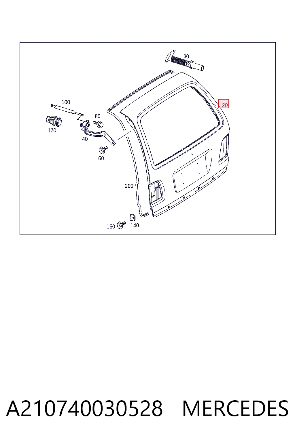 Porta traseira (3ª/5ª porta-malas (tampa de alcapão) para Mercedes E  S210