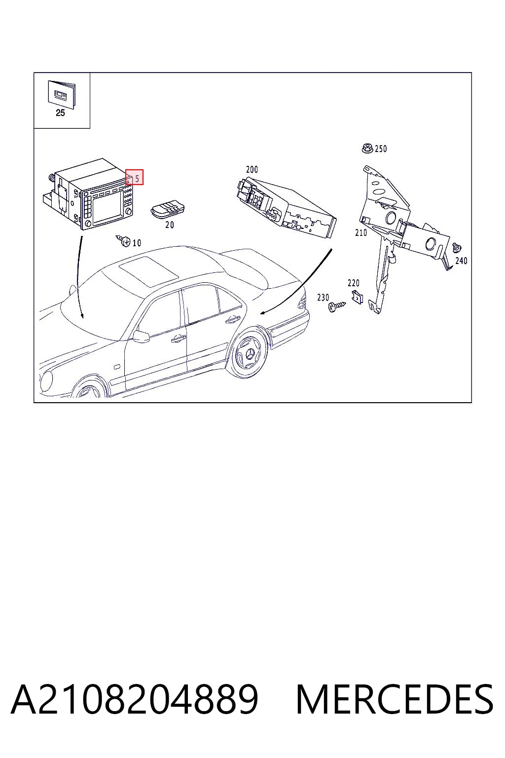 Mostrador multifuncional para Mercedes E  S210