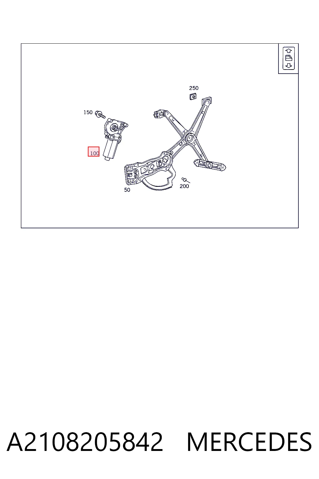 A2108205842 Mercedes Motor de acionamento de vidro da porta dianteira direita