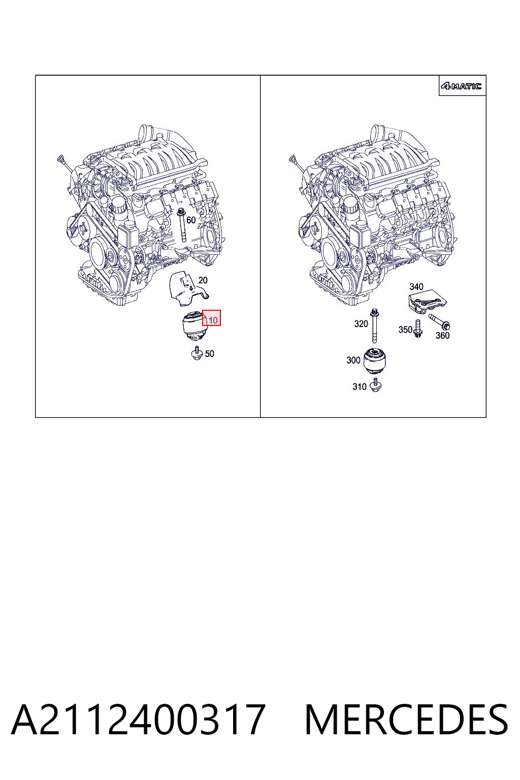 A2112400317 Mercedes Coxim (suporte) esquerdo/direito de motor
