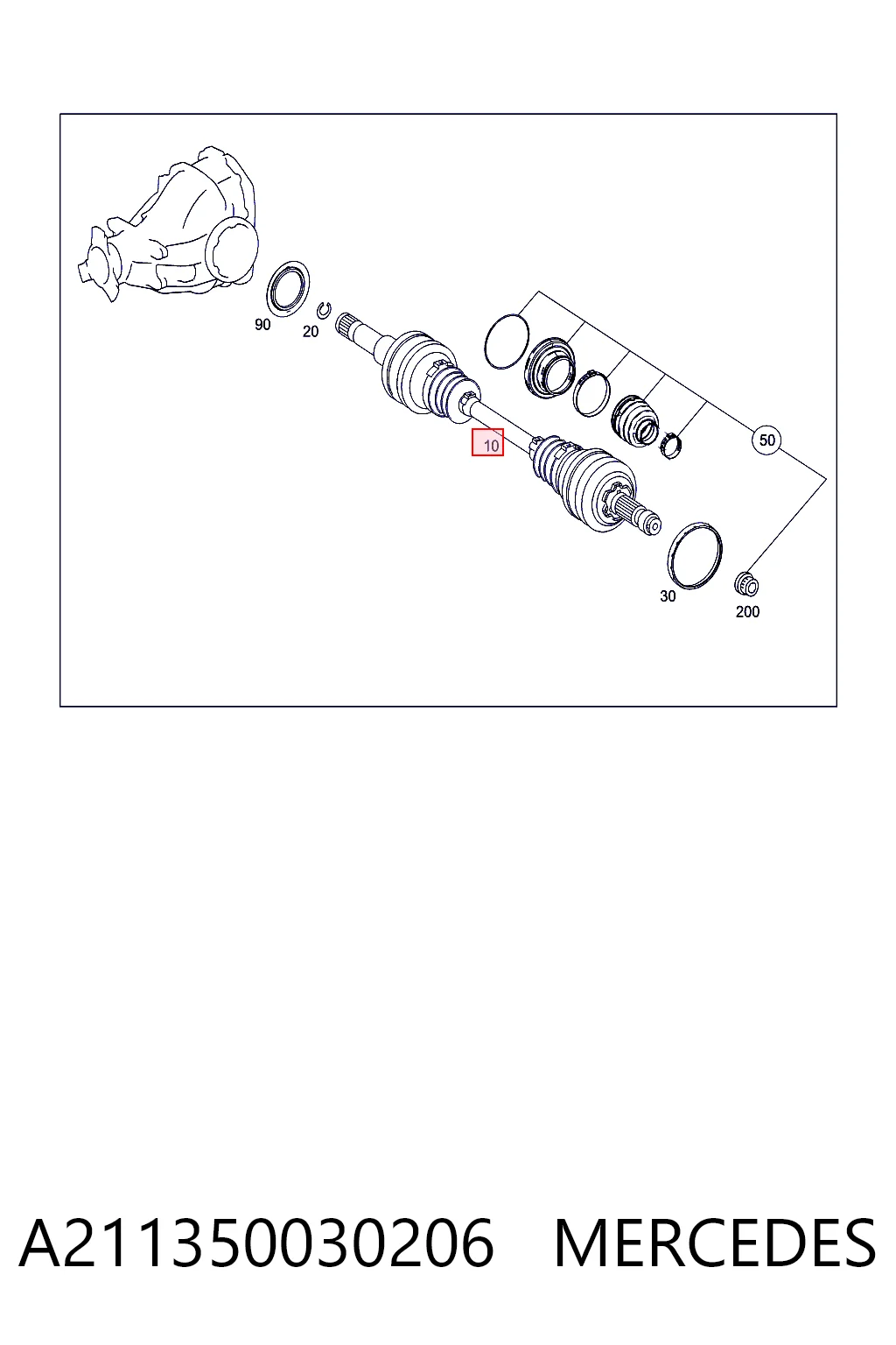  Semieixo traseiro Mercedes E sedan (W211) (2002 - 2008) 