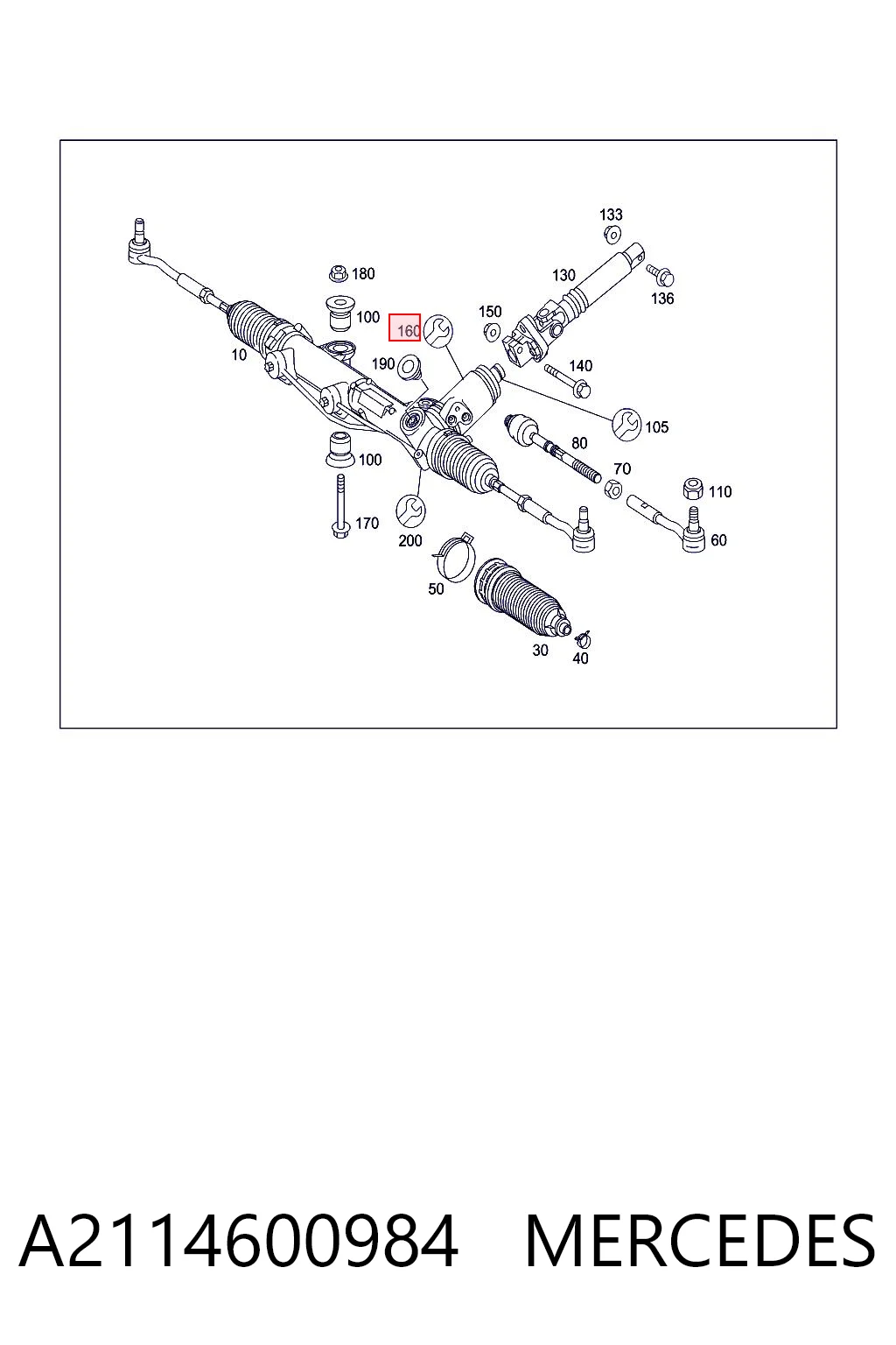 A2114600984 Mercedes Válvula MPL da cremalheira da direção