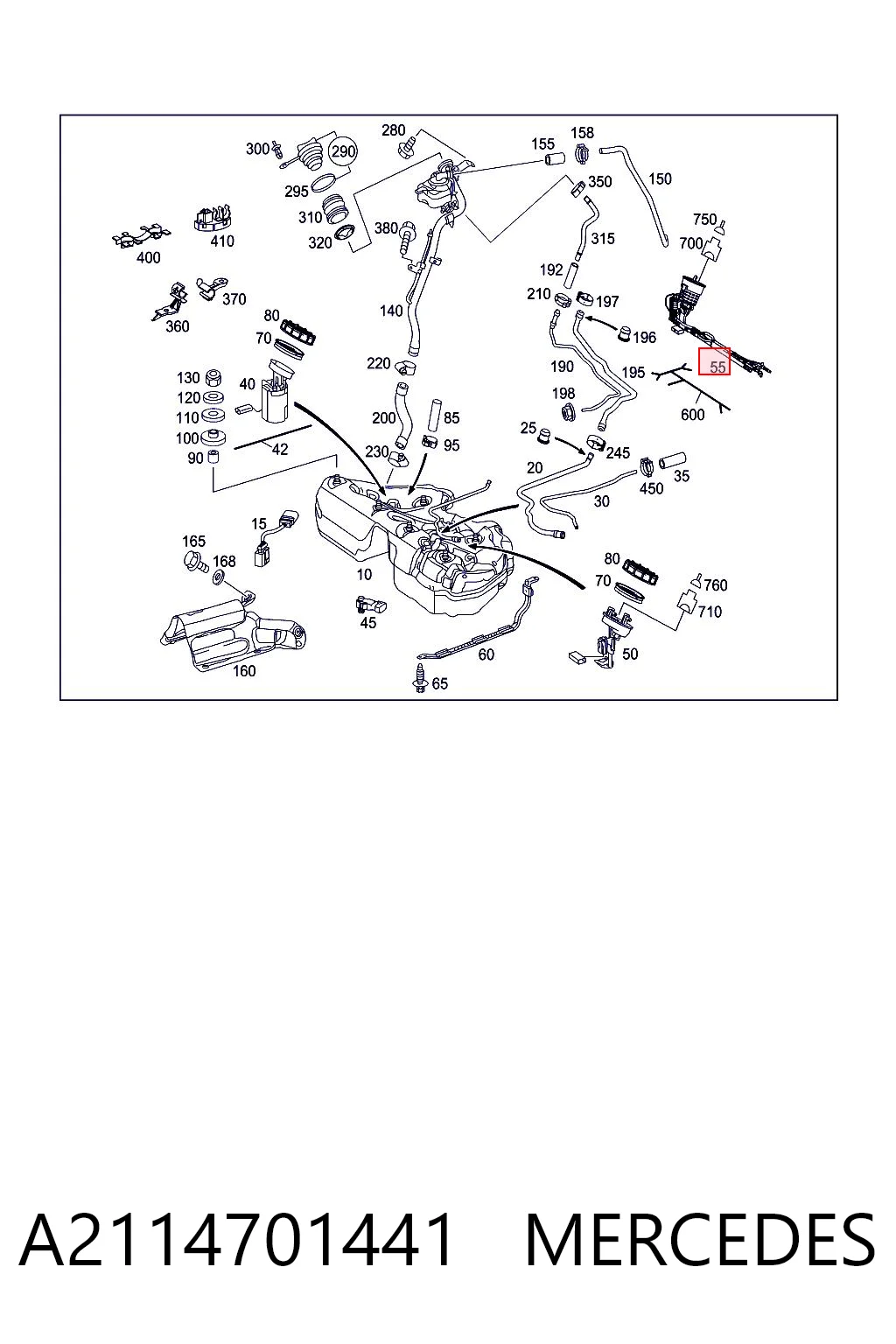 A2114701441 Mercedes Módulo de bomba de combustível com sensor do nível de combustível