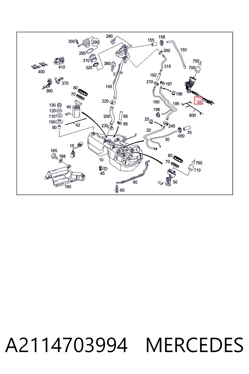 A2114703994 Mercedes Módulo de bomba de combustível com sensor do nível de combustível
