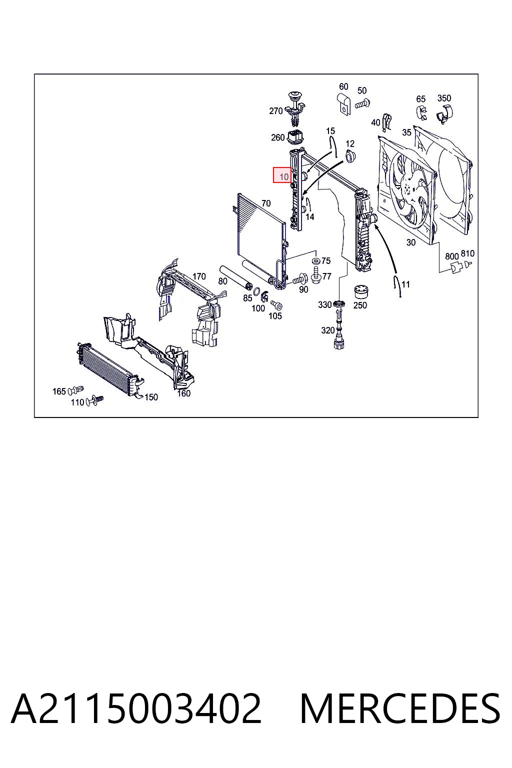 A2115003402 Mercedes Radiador de esfriamento de motor