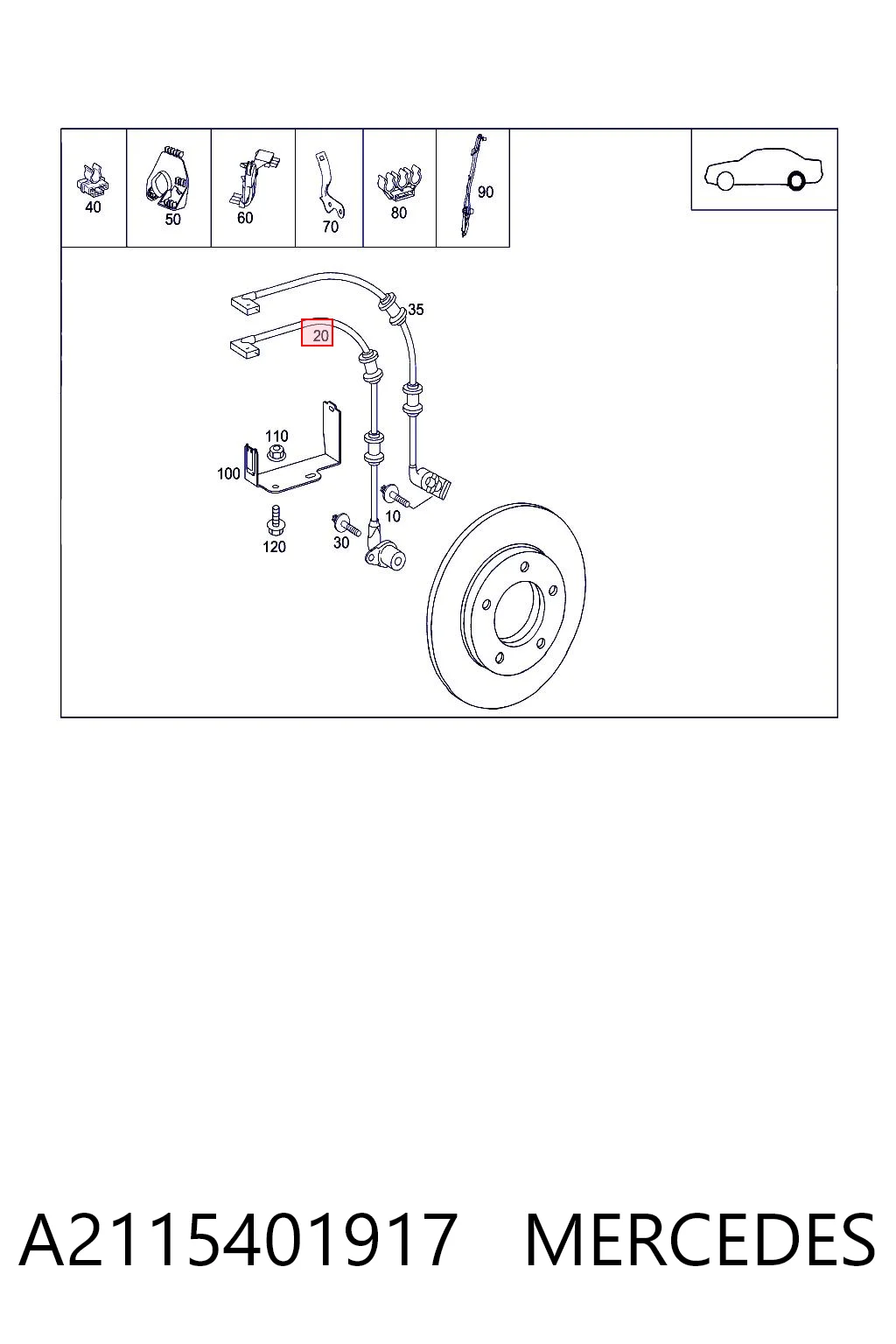 A2115401917 Mercedes Sensor ABS traseiro