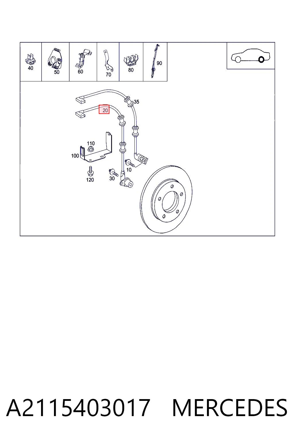 A2115403017 Mercedes Sensor ABS traseiro