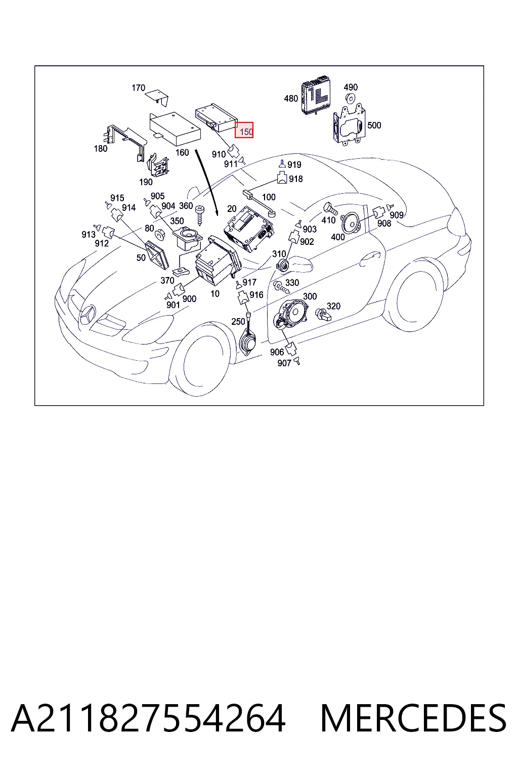  Aparelhagem de som (rádio AM/FM) Mercedes E sedan (W211) (2002 - 2008) 
