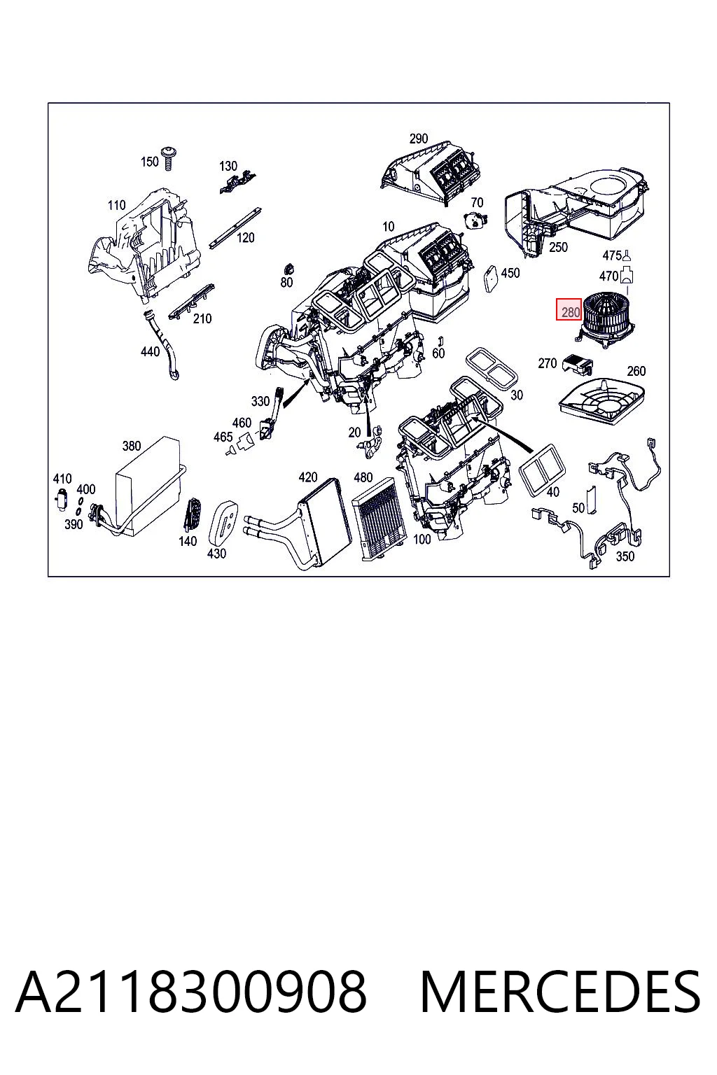 A2118300908 Mercedes Motor de ventilador de forno (de aquecedor de salão)