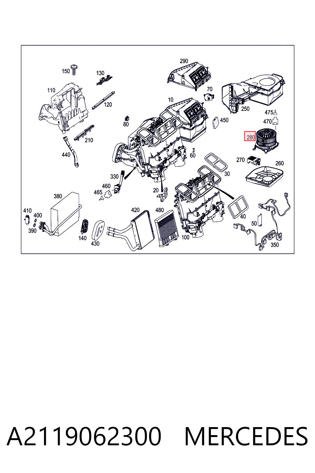 A2119062300 Mercedes Motor de ventilador de forno (de aquecedor de salão)