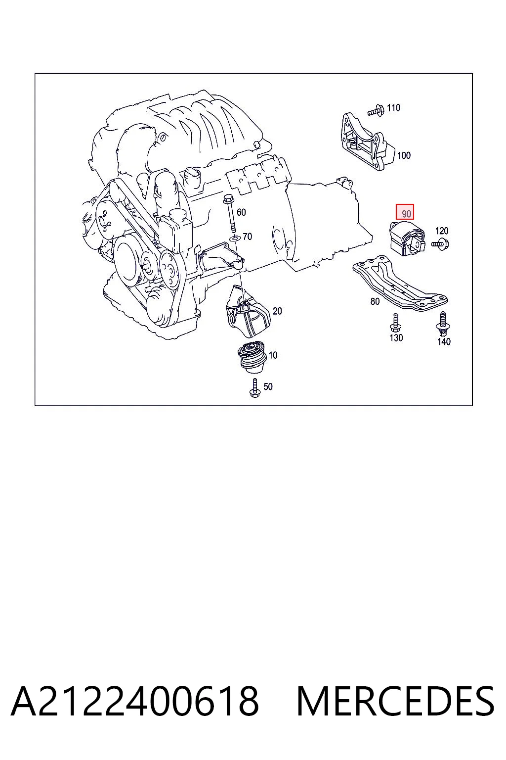 A2122400618 Mercedes Coxim de transmissão (suporte da caixa de mudança)