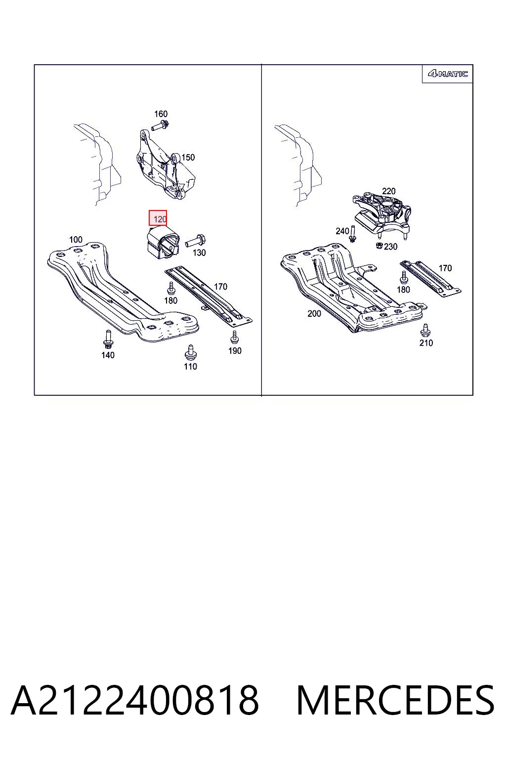 A2122400818 Mercedes Coxim de transmissão (suporte da caixa de mudança)