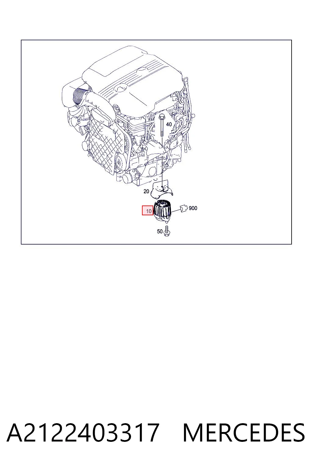 A2122403317 Mercedes Coxim (suporte) direito dianteiro de motor