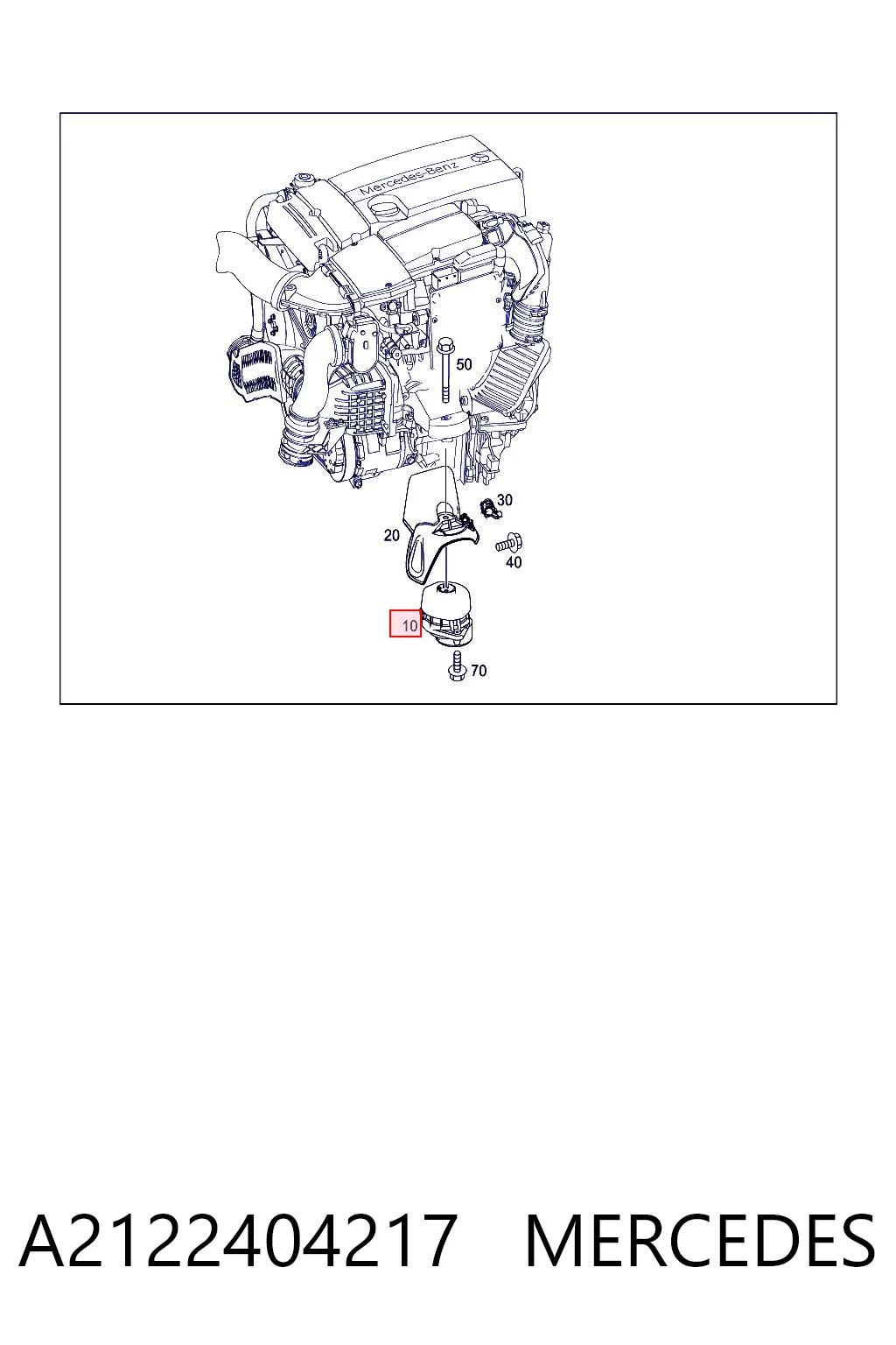 A2122404217 Mercedes Coxim (suporte) direito de motor