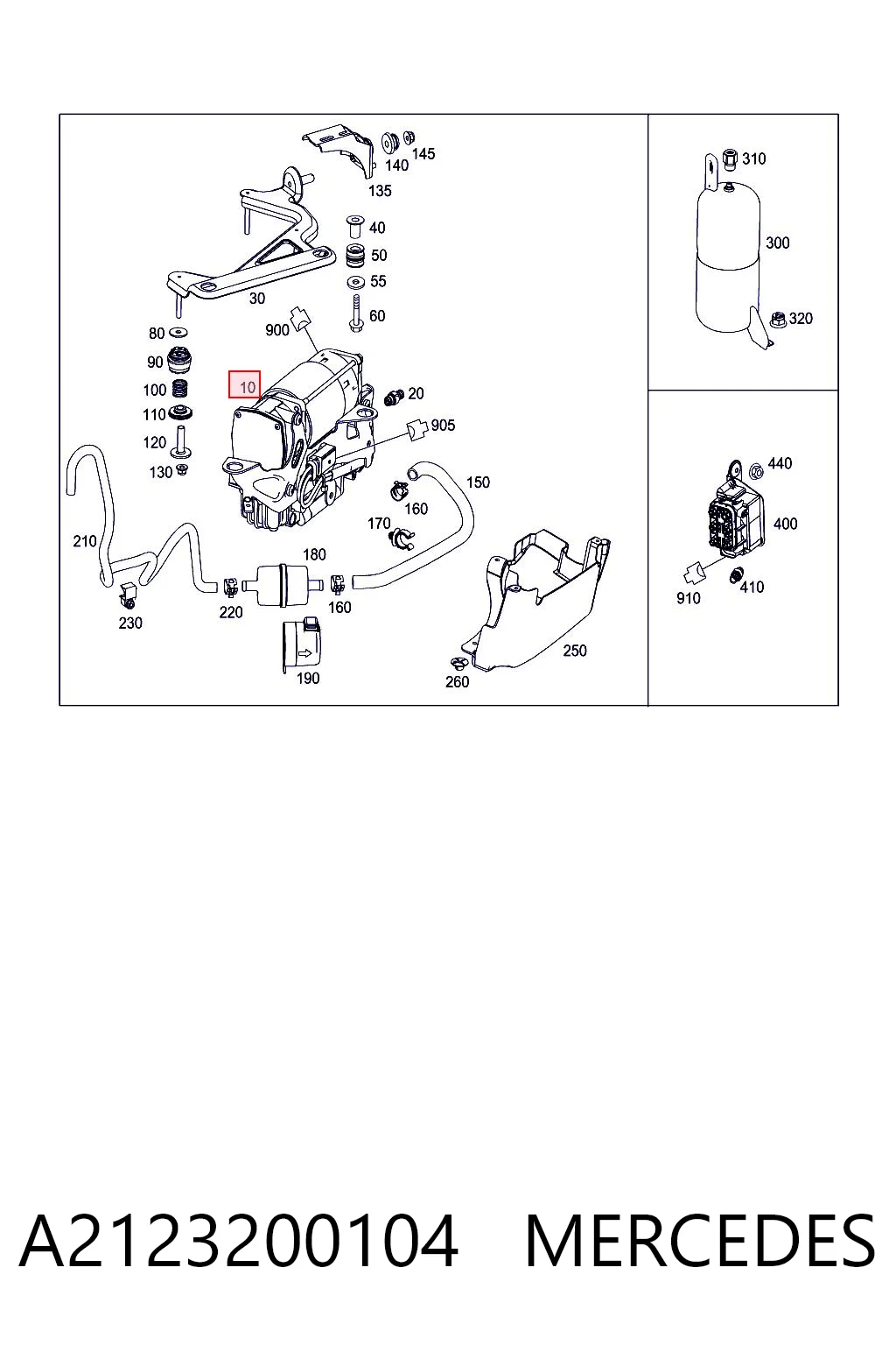 A2123200104 Mercedes Compressor de bombeio pneumático (de amortecedores)