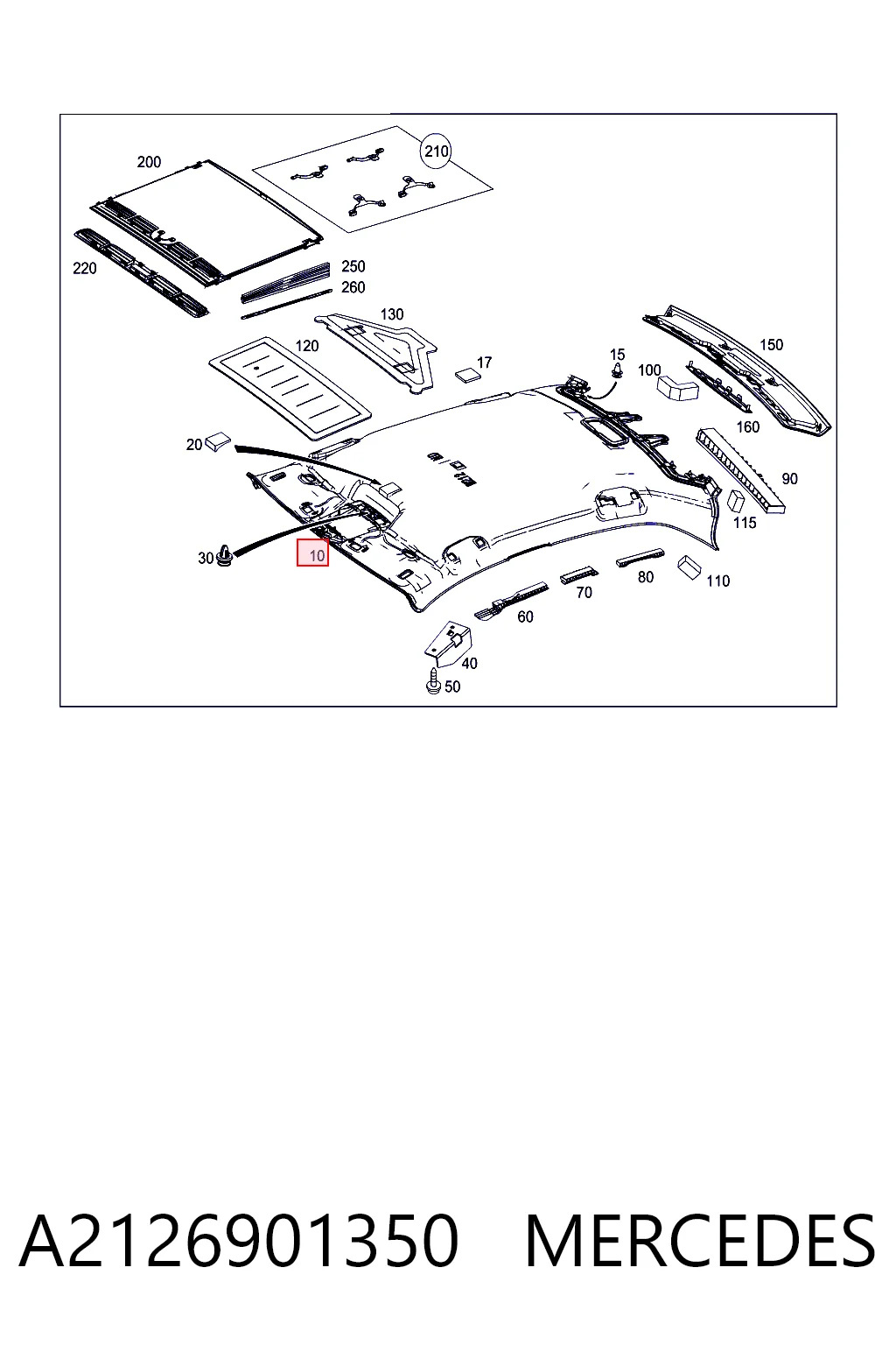 Revestimento do teto Mercedes E  W212