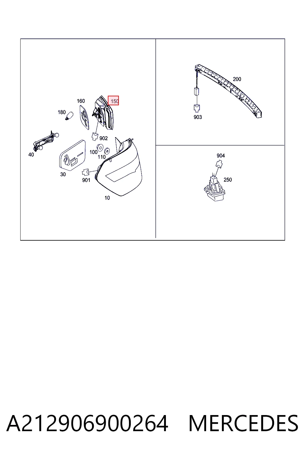  Lanterna traseira direita Mercedes E sedan (W212) (2009 - 2016) 