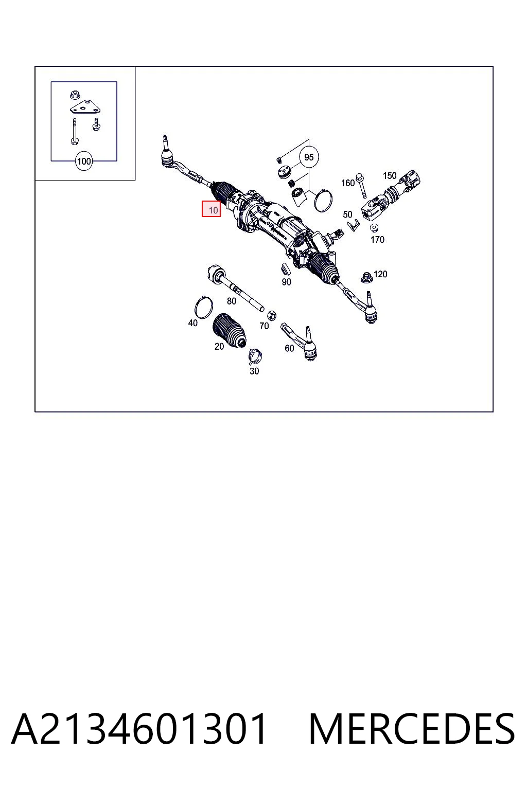 A2134601301 Mercedes Cremalheira da direção