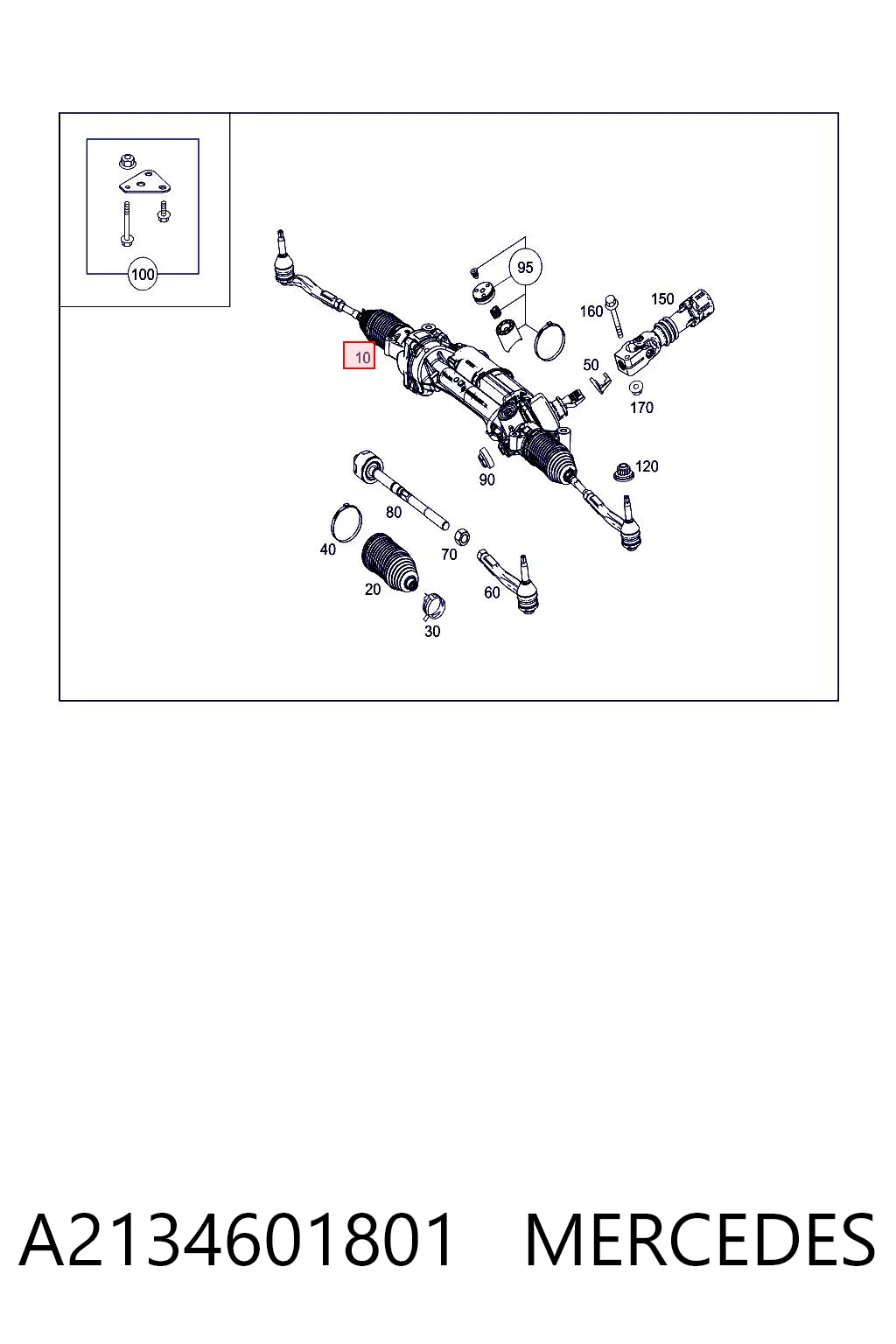 A2134601801 Mercedes Cremalheira da direção