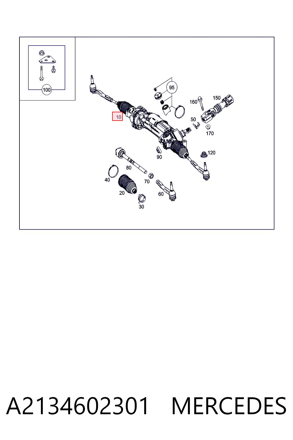 A2134602301 Mercedes Cremalheira da direção