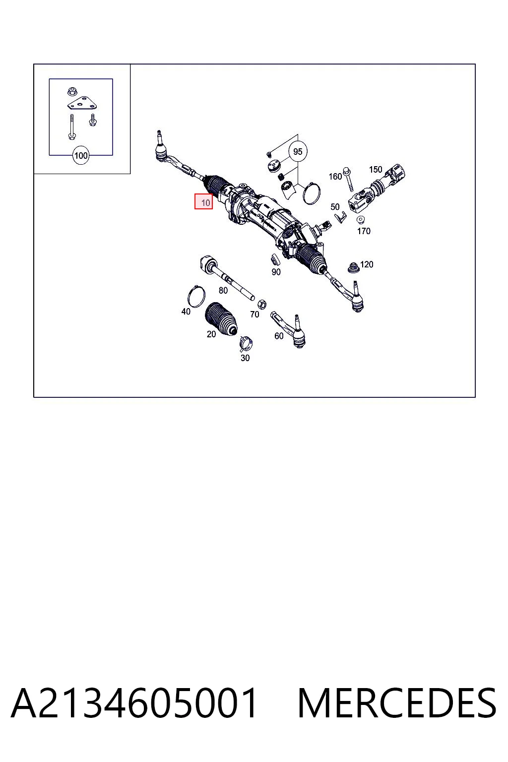 A2134605001 Mercedes Cremalheira da direção
