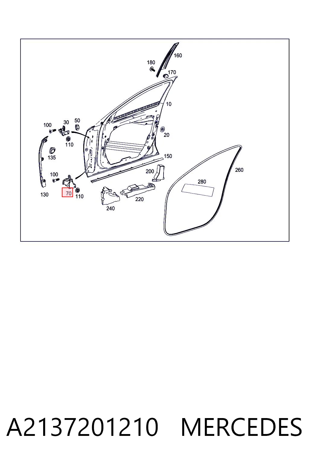A2137201210 Mercedes Gozno da porta dianteira direita