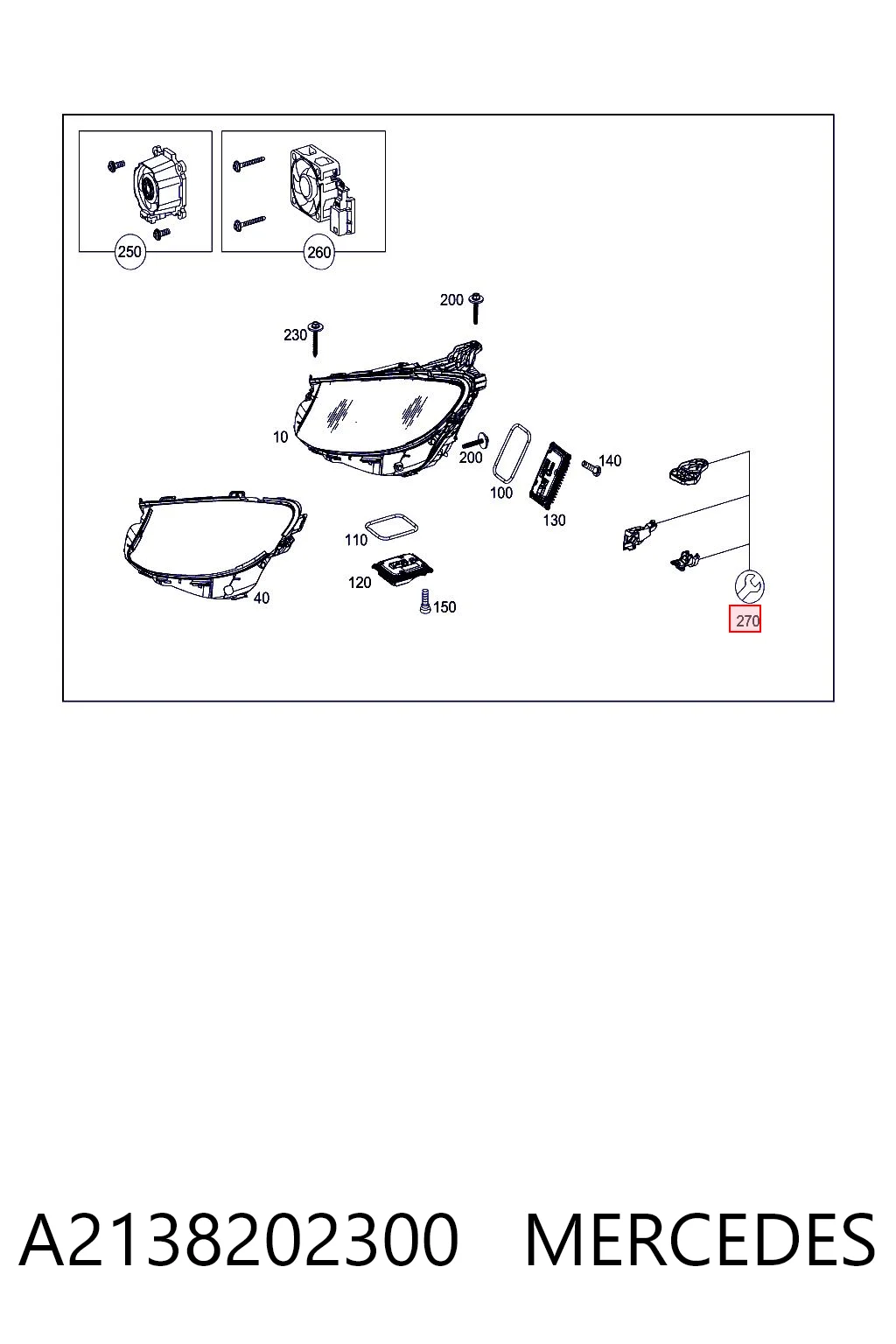A2138202300 Mercedes Consola (adaptador) de fixação da luz dianteira esquerda