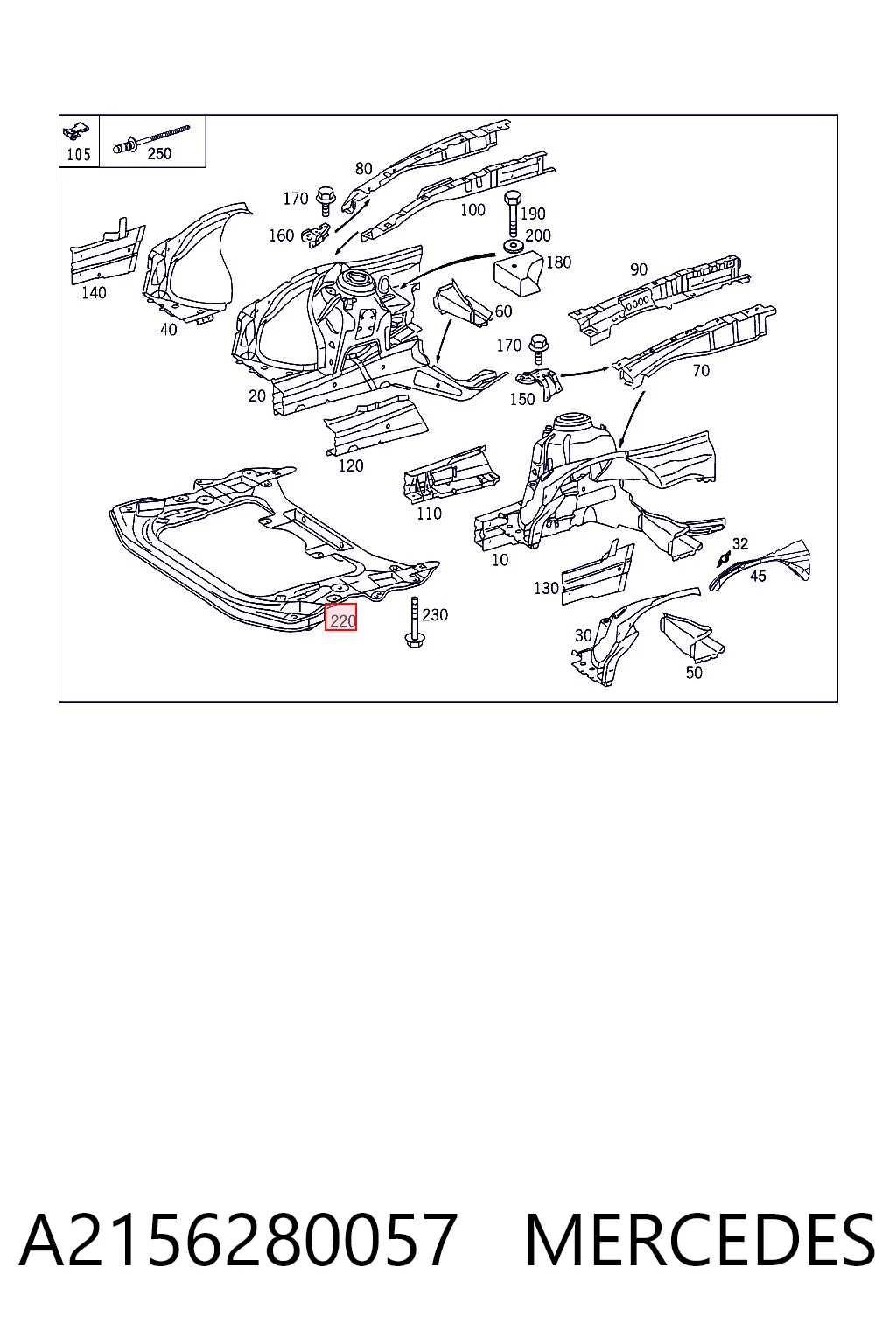  Viga de suspensão dianteira (plataforma veicular) Mercedes S sedan (W220) (1998 - 2005) 