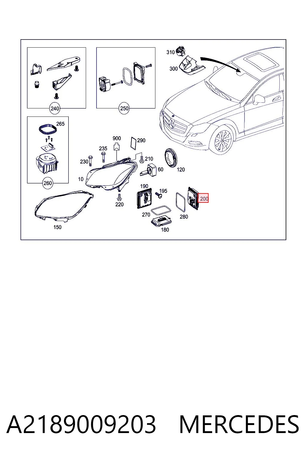 A2189009203 Mercedes Xénon, unidade de controlo