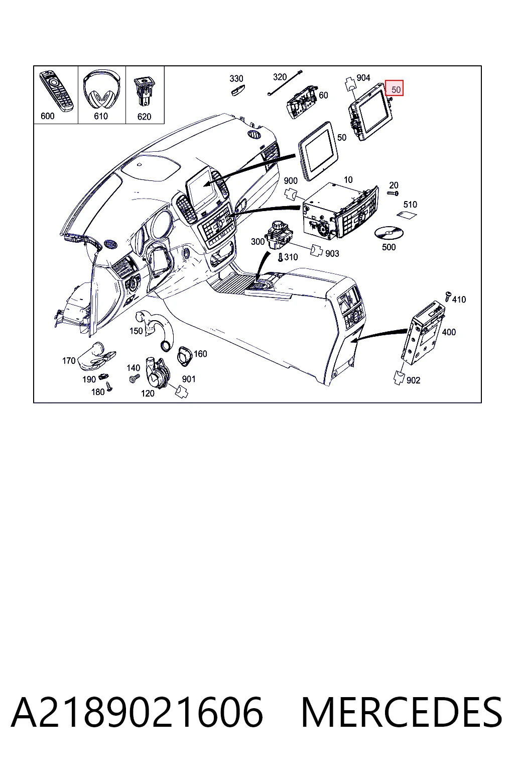  Mostrador multifuncional Mercedes ML/GLE SUV (W166) (2011 - 2014) 